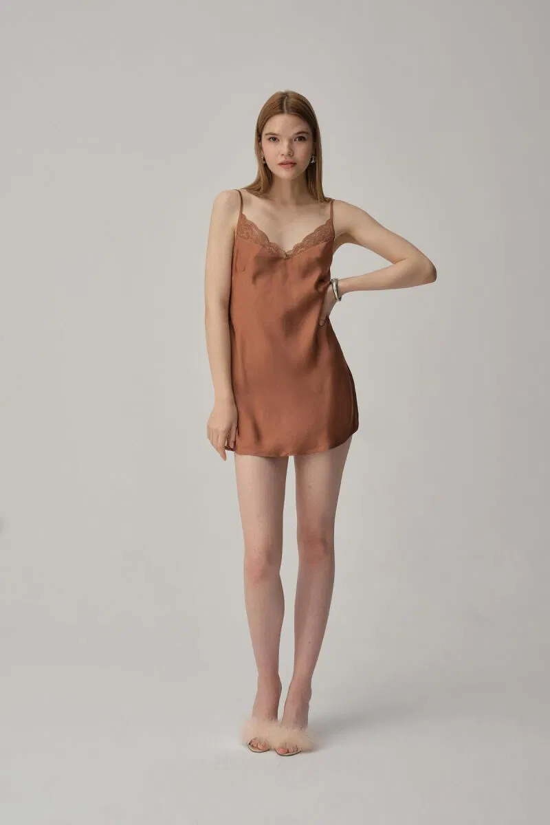 Pierre Cardin VERA – Vegan İpek Saten Kadın Gecelik Sabahlık Takımı – Neutral